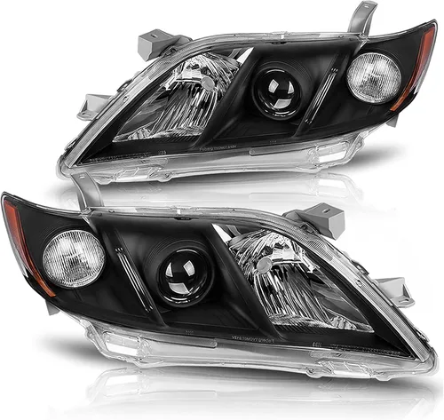 Vista 11 de DWVO - Conjunto de faros proyectores compatible con 07 08 09 2007 2008 2009 Camry Excluye Hybird, carcasa negra con reflector ámbar, lente Negro