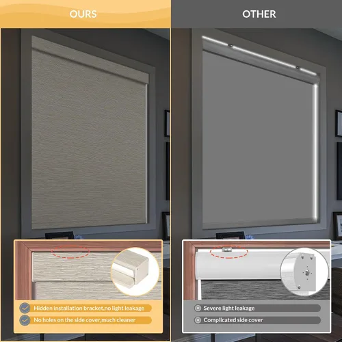 Vista 5 de Persianas enrollables opacas para ventanas, inalámbricas, tela jacquard, persianas enrollables para ventanas, tela con aislamiento térmico