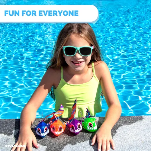 Vista 6 de Swimline Paquete de 1 juguete de buceo original con luz LED brillante de animales marinos, piraña para atrapar el pez, juego de recuperación