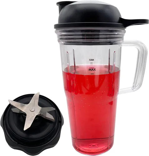 Vista 7 de Mezclador de repuesto con cuchilla extractora de fácil giro con taza de 18 onzas y tapa para llevar, compatible con NutriBullet Blender Combo
