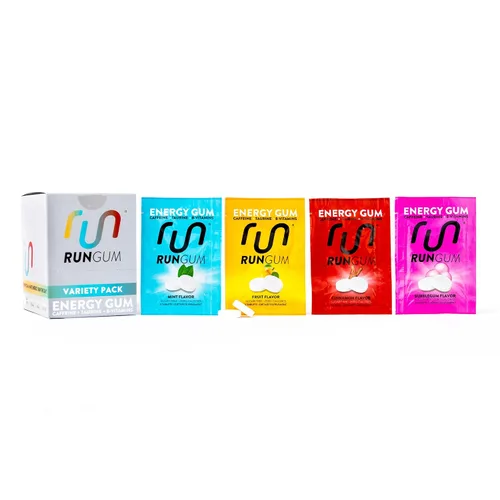 Vista 13 de RUN GUM Bubblegum Energy - Goma de mascar de 50 mg de cafeína, taurina y vitaminas B por pieza, 24 unidades (paquete de 12) sin azúcar, cero