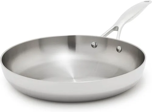 Vista 13 de GreenPan Valencia Pro Sartén de Acero Inoxidable de 8", Sartén Apta para Inducción con Tri-Capa Espejada, Cerámica Antiadherente Sin PFAS, Batería
