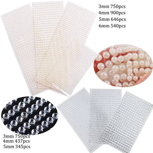 Vista 2 de 4368 piezas de diamantes de imitación transparentes autoadhesivos de cara de perlas blancas, diamantes de imitación transparentes, gemas brillantes