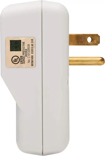 Vista 6 de Tripp Lite, estabilizador de corriente de 2 salidas con 4 puertos de carga USB (4,8 A total), cable de 6 pies (TLP26USBB). 1 enchufe + TEL