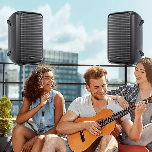 Vista 7 de Sistema de altavoces PA todo en uno de 2 vías, paquete de mezclador de DJ, mezclador de 8 canales de 300 W, Bluetooth, kit de amplificador