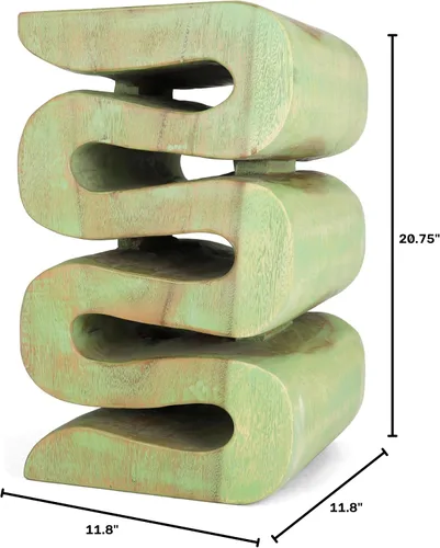 Vista 2 de Aspen Wood - Mesa auxiliar única de madera Saur de mediados de siglo lavado verde