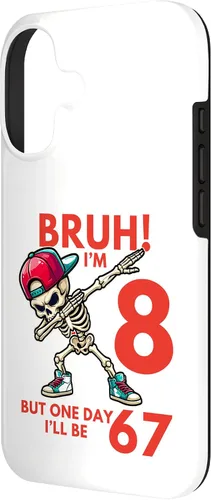 Vista 2 de Bruh I'm 8 But One-Day I'll Be 67 Retro 8th Birthday Kids Case for iPhone 17