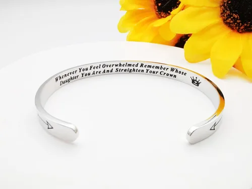 Vista 205 de Pulseras inspiradoras para mujer, joyería de acero inoxidable, con refranes, pulsera motivacional con mensaje oculto, pulseras grabadas para mejor