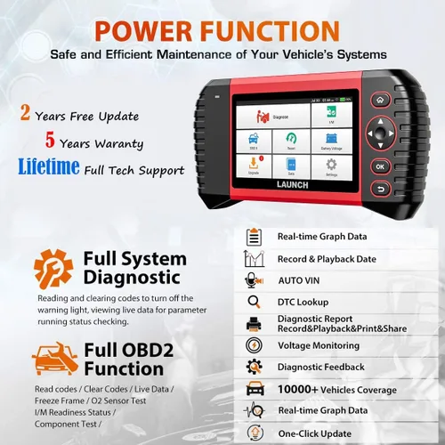 Vista 3 de LAUNCH Escáner OBD2 Touch PRO Elite - Nueva herramienta de escaneo 2026 con 20 funciones de reinicio, codificación por inyector, SAS, EBP, BMS