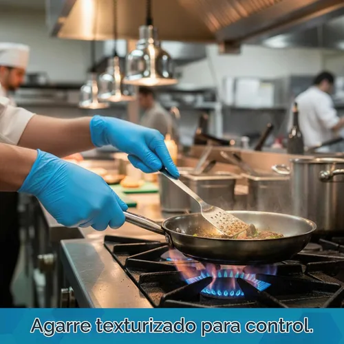 Vista 8 de VOS Guantes desechables Resistente Sin polvo Goma sin látex Caja de 100 unidades Seguro para alimentos