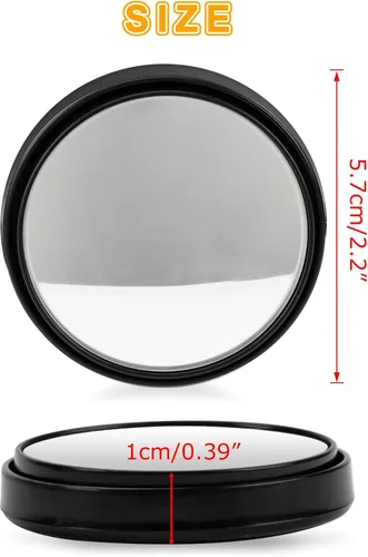 Vista 6 de Espejo retrovisor convexo redondo de vidrio HD de 2 pulgadas con marco, espejo de punto ciego para automóvil, gran angular de 360 grados con parte