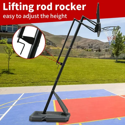 Vista 4 de Sports God - Sistema de aro de baloncesto portátil, tablero ajustable y ruedas para niños/adultos, interior y exterior