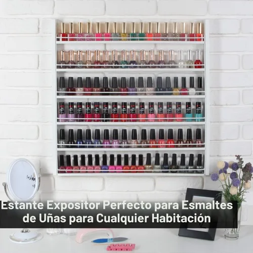 Vista 5 de J JACKCUBE DESIGN MK528C - Organizador de esmalte de uñas de madera blanca con estantes de 6 niveles, 100 botellas de montaje en pared, soporte
