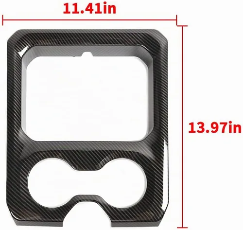Vista 5 de Cubierta de panel de consola central de fibra de carbono con portavasos para apoyabrazos delantero Compatible con 2019-2025 Dodge RAM 1500 2500 3500