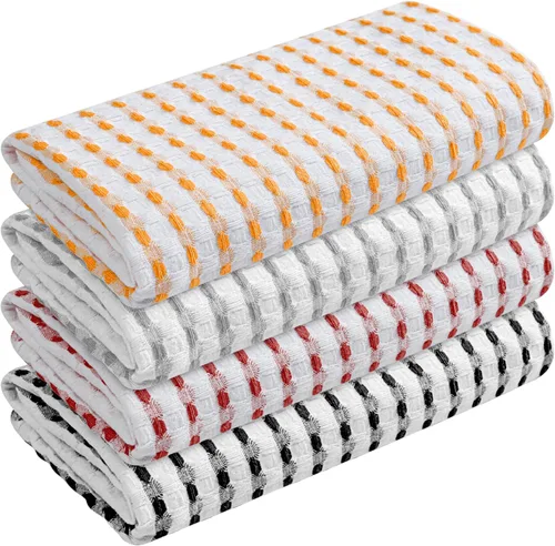 Vista 47 de TWINY threads Juego de toallas de cocina con diseño de diamante, 100% algodón, trapos grandes y trapos de lavado, absorbentes de secado rápido
