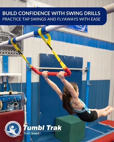 Vista 3 de Tumbl Trak Barra de trapecio ajustable, barra de columpio para interiores para niños, barra de columpio, accesorios de trapecio ninja, juego