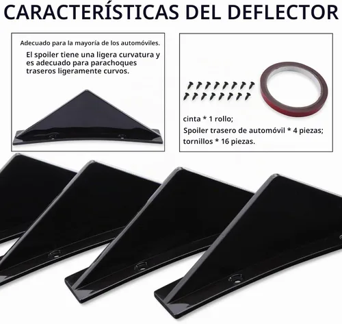 Vista 3 de JMTBNO Juego de 4 cubiertas universales de alerón de alerón de alerón de alerón de forma curvada para parachoques trasero, divisor de aleta de labio