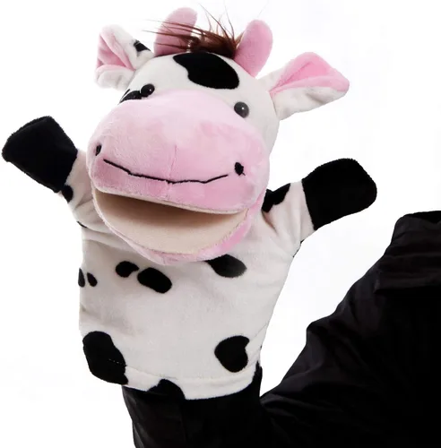 Vista 2 de Juego de marionetas de mano de animales para niños y adultos, juguetes de felpa suave de alta calidad de 12.5 pulgadas con bocas móviles, perfecto