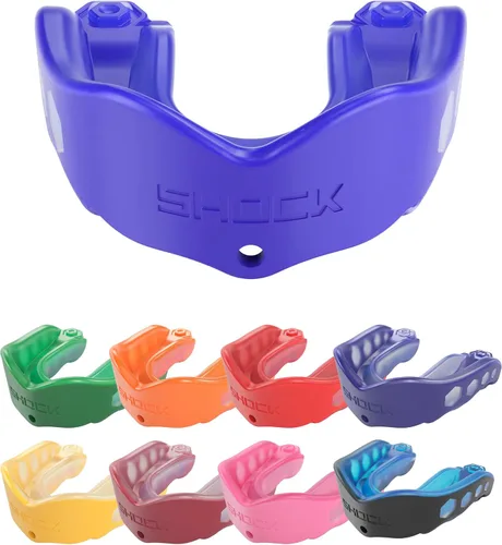 Vista 31 de Shock Doctor Gel Max - Protector bucal, protección resistente y ajuste personalizado, juvenil, frambuesa azul