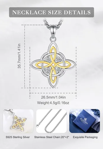 Vista 7 de EUDORA Collar de plata de ley S925 con nudo de brujas con tetragrammaton pentagrama, rueda de Hekate, Lilith Moon Witchy colgante para mujer