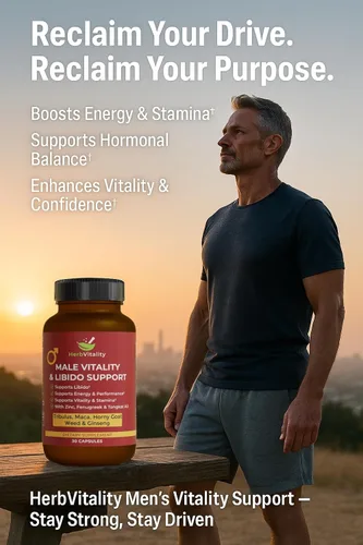 Vista 3 de HerbVitality - Fórmula para libido y vitalidad para hombre, soporte natural de fuerza con tribulus, maca, fenogreco, ginseng y tongkat Ali, 30