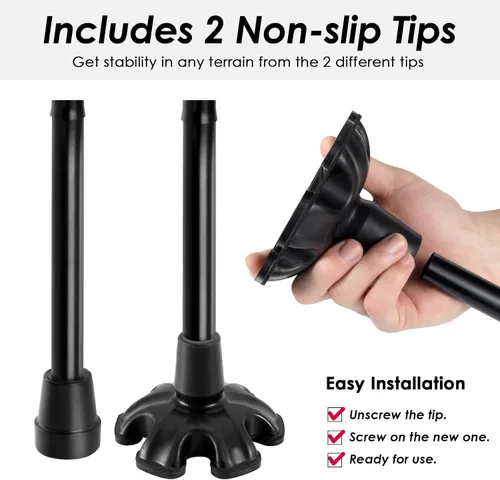 Vista 3 de Walking Cane PANZHENG Cane for Man/Woman Mobility & Daily Living Aids 5-Level Height Adjustable Walking Stick Comfortable Plastic T-Handle