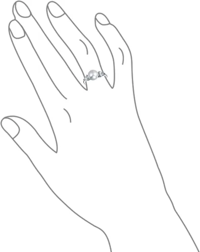 Vista 4 de Anillo de compromiso personalizable para fiesta nupcial, piedras laterales de circonita cúbica, color blanco, solitario, perlas cultivadas en agua