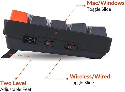 Vista 6 de Keychron Teclado mecánico inalámbrico K6 Bluetooth 51 con interruptor azul Gateron G Pro retroiluminación LED batería recargable teclado compacto