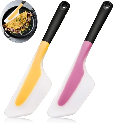Vista 8 de Espátula de tortilla de silicona Turner, 13Inch Flip Fold Amarillo