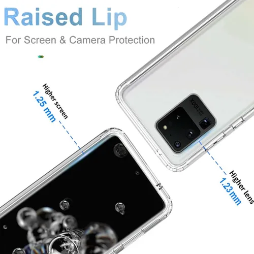 Vista 2 de Funda para Galaxy S20 Ultra, SM-G988U con protector de pantalla de vidrio templado, carcasa rígida transparente de cuerpo completo 360 + TPU suave a
