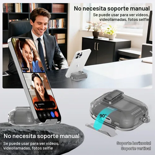 Vista 3 de Compatible con Airpods Pro 3 Funda transparente con bloqueo para teléfono, suave TPU magnético bloqueo automático Apple AirPods Pro de tercera