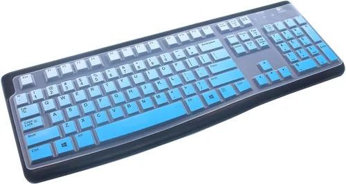 Vista 4 de Funda de silicona para teclado de escritorio ultrafina, compatible con Logitech K120 y MK120 teclado USB con cable (azul degradado)