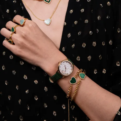 Vista 6 de Reloj para mujer Bee Watches para mujeres con abejas en movimiento entre doble cristal de zafiro con correa de cuero genuino, manecillas luminosas