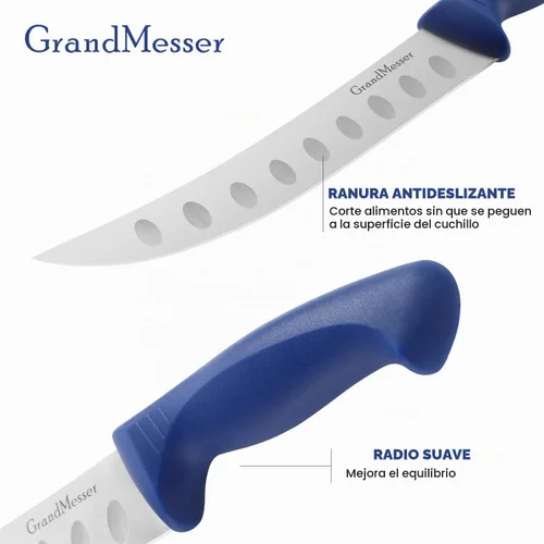 Vista 4 de Cuchillo de carnicero para cortar carne, cuchillo curvado de 9 pulgadas