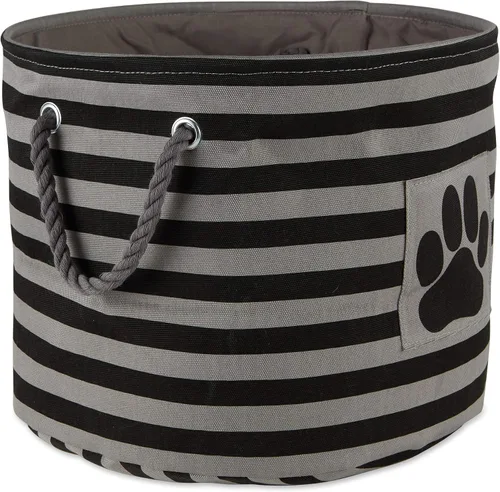 Vista 22 de Bone Dry - Cesta de almacenamiento para mascotas, diseño de parche de pata rayado, aguamarina, rectángulo pequeño