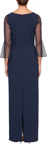 Vista 2 de Alex Evenings Vestido largo recto para mujer con escote ilusión (Petite y Regular)