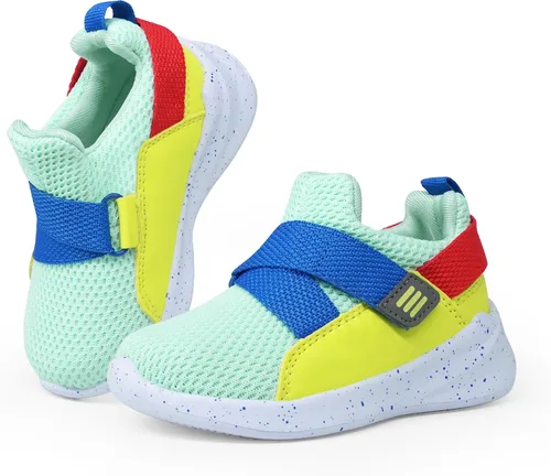 Vista 7 de SKYWHEEL Zapatos deportivos para niños y niñas, sin cordones, anchos, informales, para caminar, correr, para niños pequeños