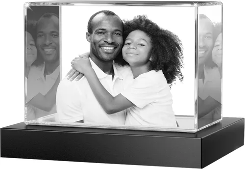 Vista 19 de Foto de cristal 3D con forma de corazón personalizada, regalo de imagen de cristal grabada con láser para papá, marido, abuelo, día del padre