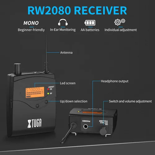 Vista 3 de Xtuga RW2080 – Sistema de monitoreo de audio In Ear, Rocket