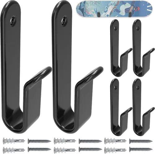 Vista 9 de Clips horizontales de montaje en pared para snowboard, almacenamiento y exhibición de rack de pared para habitación y garaje negro (Black 2 PCS)