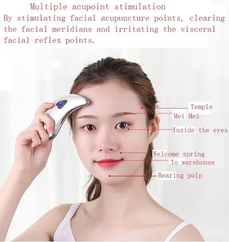 Vista 3 de Gua Sha - Herramienta de masaje para raspar con borde ultra liso, placa de raspado de microcorriente, placa de raspado facial vibrante, masajeador