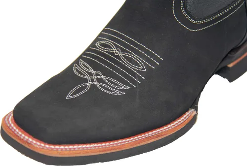 Vista 3 de Botas vaqueras de cuero para hombre con puntera cuadrada Western Rodeo