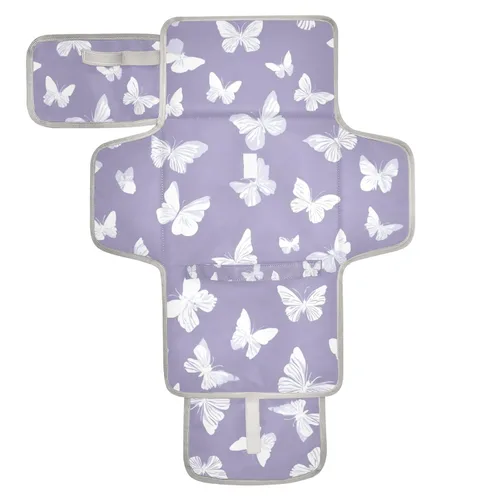 Vista 22 de Cambiador de pañales portátil con estampado de vaca beige y negro, impermeable, plegable, tapete cambiador de pañales de viaje para bebés, regalos