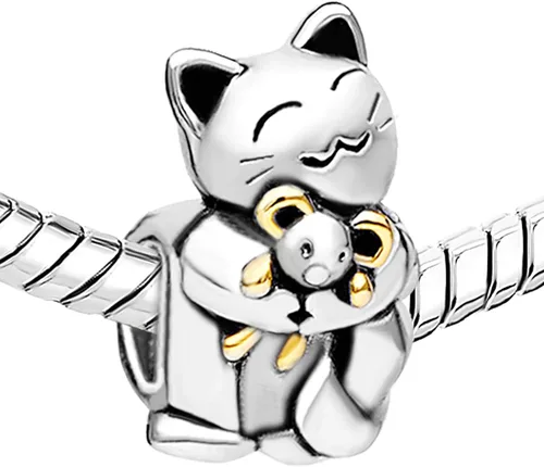Vista 2 de NARTGO Lindo dije de gato para mascotas compatible con pulseras Pandora