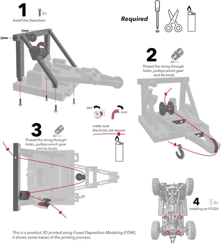 Vista 4 de Piezas de actualización de auxilio para FCX24 Power Wagon RC Crawler Truck Bed(NO camión incluido) - Negro