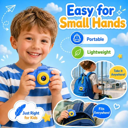 Vista 8 de Desuccus Cámara para niños, juguetes de Navidad y cumpleaños para niños y niñas, juguetes para niños de 3, 4, 5, 6, 7, 8, 9 años, cámara de video