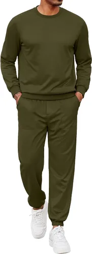 Vista 94 de COOFANDY Conjunto deportivo de 2 piezas para hombre, sudadera de manga larga, sin botones, para deportes, casual, fitness, trotar