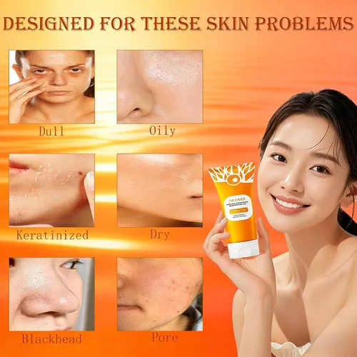 Vista 7 de Gel exfoliante naranja, exfoliante de gel limpiador 2026, exfoliante para pelar poros de naranja, limpieza profunda de los poros, elimina puntos