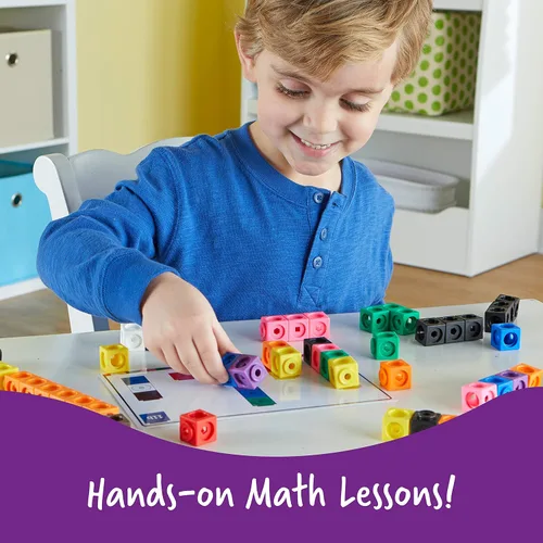 Vista 2 de Learning Resources MathLink Cubes Conjunto de Actividades de Matemáticas Tempranas - 115 Piezas, Edades 4+, Imprescindibles para el Aula