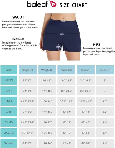 Vista 7 de BALEAF Traje de baño para mujer, de 3 a 5 pulgadas, de secado rápido, cintura alta, UPF 50+, con forro
